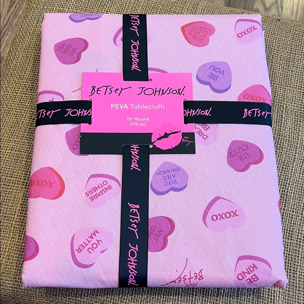 Betsey Johnson Pink Heart PEVA Tablecloth